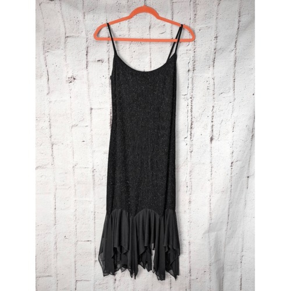 Onyx nite Y2K black Cocktail Sparkly Spaghetti Strap whimsigoth Fairy Dress Shee